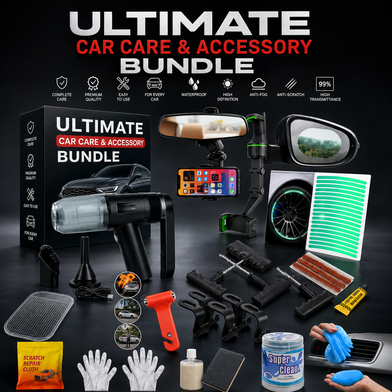 Bundle Offers™ Ultimate Car Essentials Kit – 12 Must-Have Car Accessories Every Car Owner Needs
