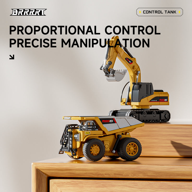 BO Mini RC Excavator and Dump Truck construction set product display