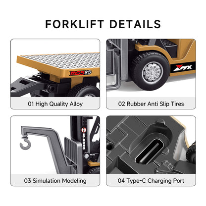 BO Mini Forklift alloy body rubber tires and Type-C charging details
